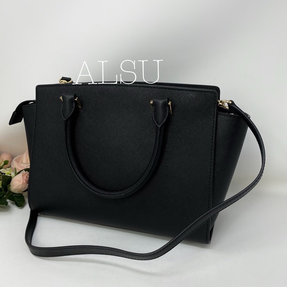 Michael Kors Selma Medium Top ZIP Satchel Le Black - Picture 3 of 8